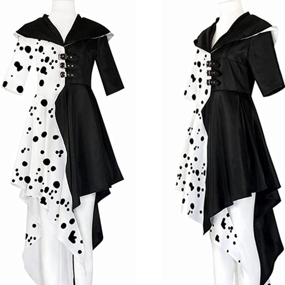 Cruella De Vil womens hooded dalmation costume